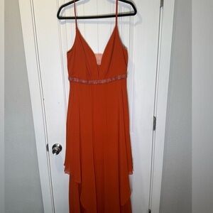 Elegant Orange Spaghetti Strap Dress